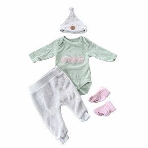 Mint Green and Pink Baby 4 Piece Set “Mama’s Mini”